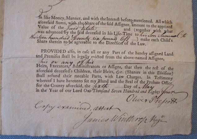 Dr. Oliver Prescott, Groton, Massachusetts - Treated the wounded at Lexington &amp; Concord and Bunker Hill, a Major General of Massachusetts Militia, State Muster Master document. 2
